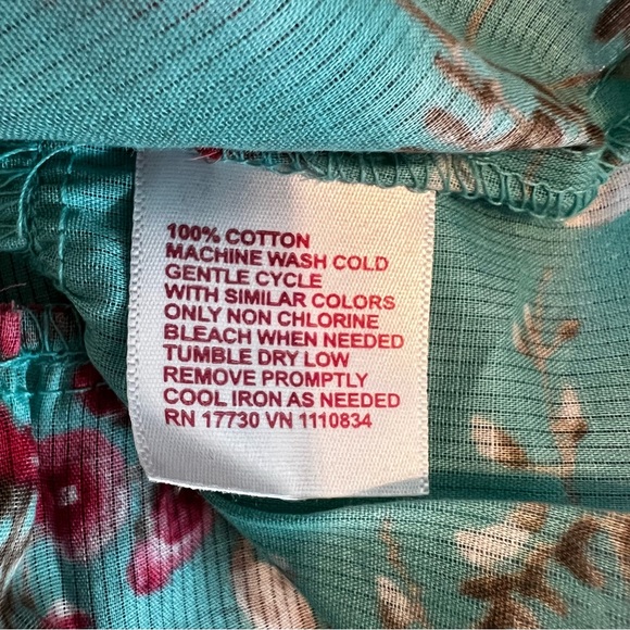 Mossimo Teal Turquoise Blue Pink Floral Tiered Ruffle Spaghetti Strap Tank NWT - Picture 6 of 8